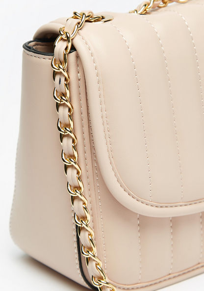 Celeste Quilted Crossbody Bag with Chain Accented Strap and Flap Closure