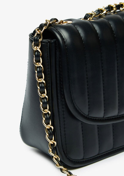 Celeste Quilted Crossbody Bag with Chain Accented Strap and Flap Closure