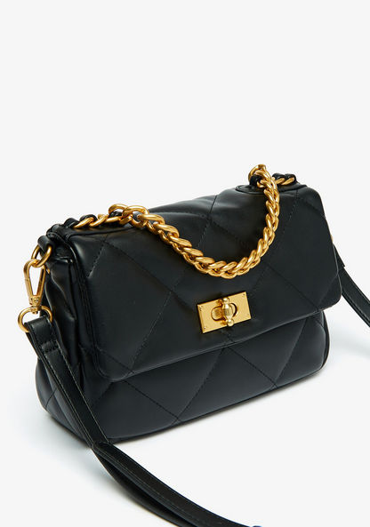 Celeste Quilted Satchel Bag with Detachable Strap and Flap Closure-Women%27s Handbags-image-2