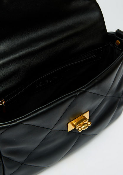 Celeste Quilted Satchel Bag with Detachable Strap and Flap Closure-Women%27s Handbags-image-4