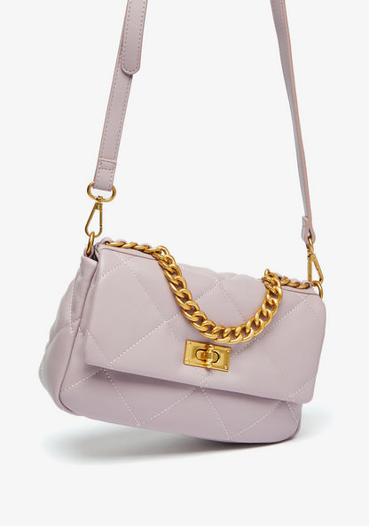Celeste Quilted Satchel Bag with Detachable Strap and Flap Closure-Women%27s Handbags-image-1