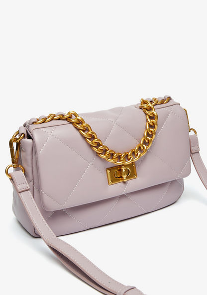 Celeste Quilted Satchel Bag with Detachable Strap and Flap Closure-Women%27s Handbags-image-2