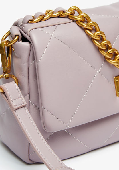 Celeste Quilted Satchel Bag with Detachable Strap and Flap Closure-Women%27s Handbags-image-3