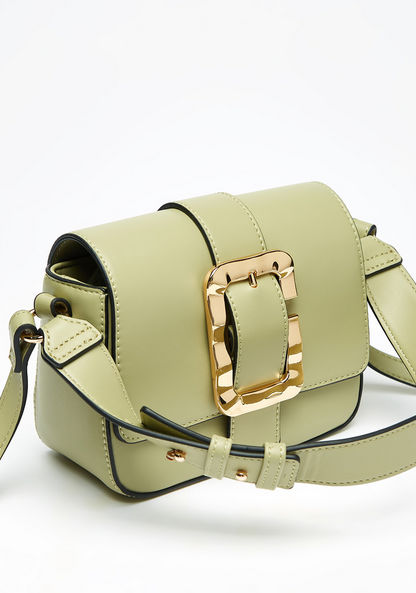 Celeste Buckle Accented Satchel Bag with Adjustable Straps and Flap Closure