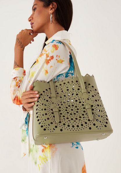 Celeste Cutout Detailed Shopper Bag with Double Handles