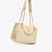 Elle Solid Satchel Bag with Metallic Chain Strap and Twist Lock Closure-Women%27s Handbags-thumbnail-1