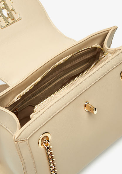 Elle Solid Satchel Bag with Metallic Chain Strap and Twist Lock Closure-Women%27s Handbags-image-4