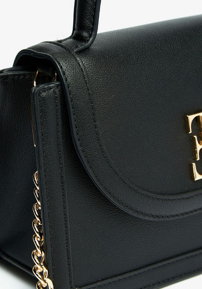 Elle Solid Satchel Bag with Chain Strap and Twist Lock Closure