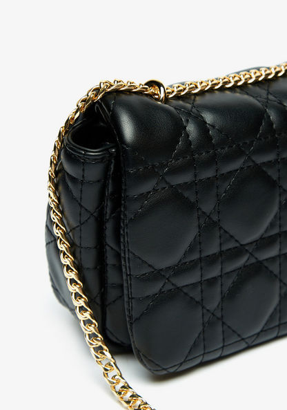Elle Quilted Crossbody Bag with Chain Strap and Flap Closure-Women%27s Handbags-image-3