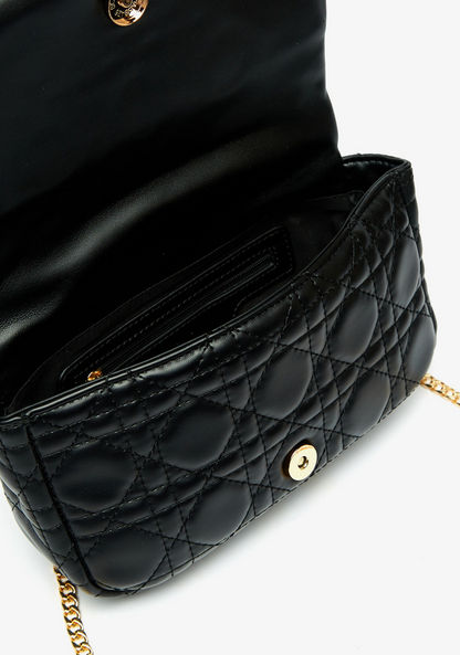 Elle Quilted Crossbody Bag with Chain Strap and Flap Closure-Women%27s Handbags-image-4