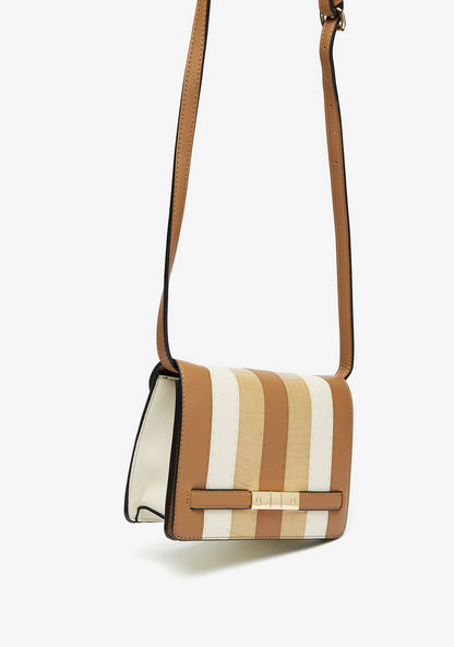 Jane Shilton Striped Crossbody Bag with Adjustable Strap and Flap Closure