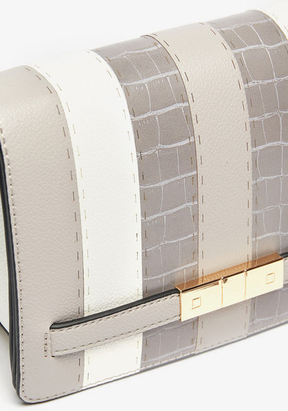 Jane Shilton Striped Crossbody Bag with Adjustable Strap and Flap Closure-Women%27s Handbags-image-3