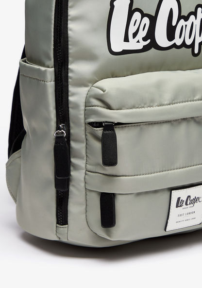 Lee Cooper Logo Print Backpack with Zip Closure-Women%27s Backpacks-image-2