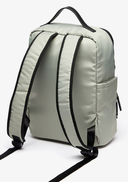 Lee Cooper Logo Print Backpack with Zip Closure-Women%27s Backpacks-image-3