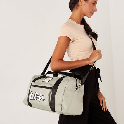 Lee Cooper Logo Print Duffel Bag with Double Handles-Duffle Bags-image-0