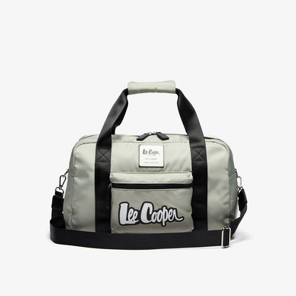 Lee Cooper Logo Print Duffel Bag with Double Handles-Duffle Bags-image-1