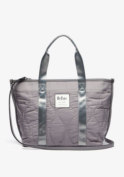 Lee Cooper Quilted Tote Bag with Detachable Strap and Dual Handle-Women%27s Handbags-image-1