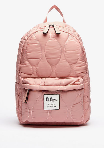 Lee Cooper Quilted Backpack with Zip Closure-Women%27s Backpacks-image-1