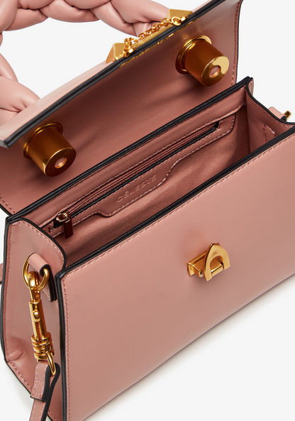 Celeste Solid Satchel Bag with Flap Closure and Detachable Strap