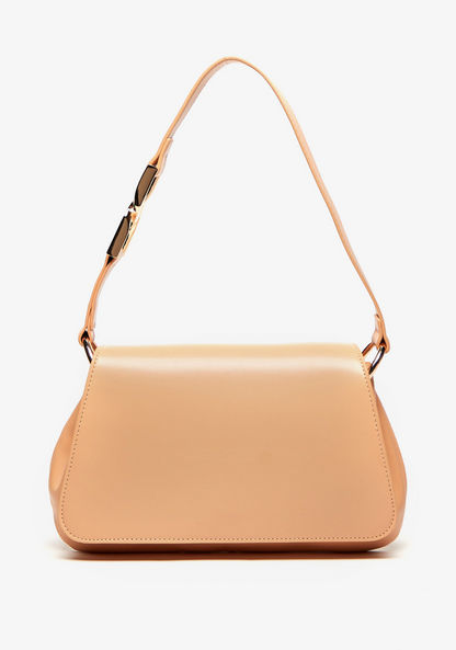 Celeste Solid Shoulder Bag with Grab Handle and Flap Closure