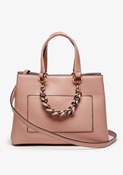 Celeste Solid Tote Bag with Double Handles and Braided Chain Detail