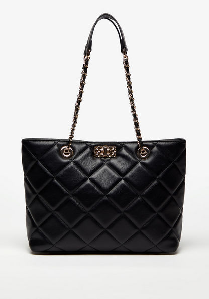 Celeste Quilted Tote Bag with Chain Handle and Twist Lock Closure
