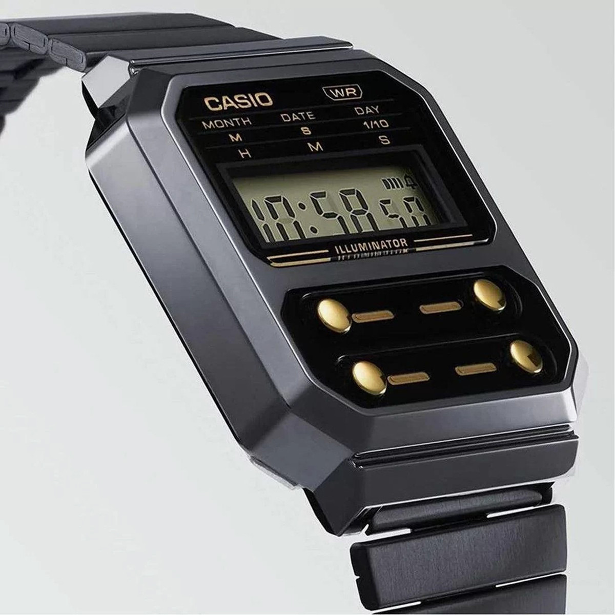 كاسيو ساعة رقمية بسوار رمادي من استانليس ستيل للجنسين - A100WEGG-1A2DF-men-watchesandjewellery-watches-image-3
