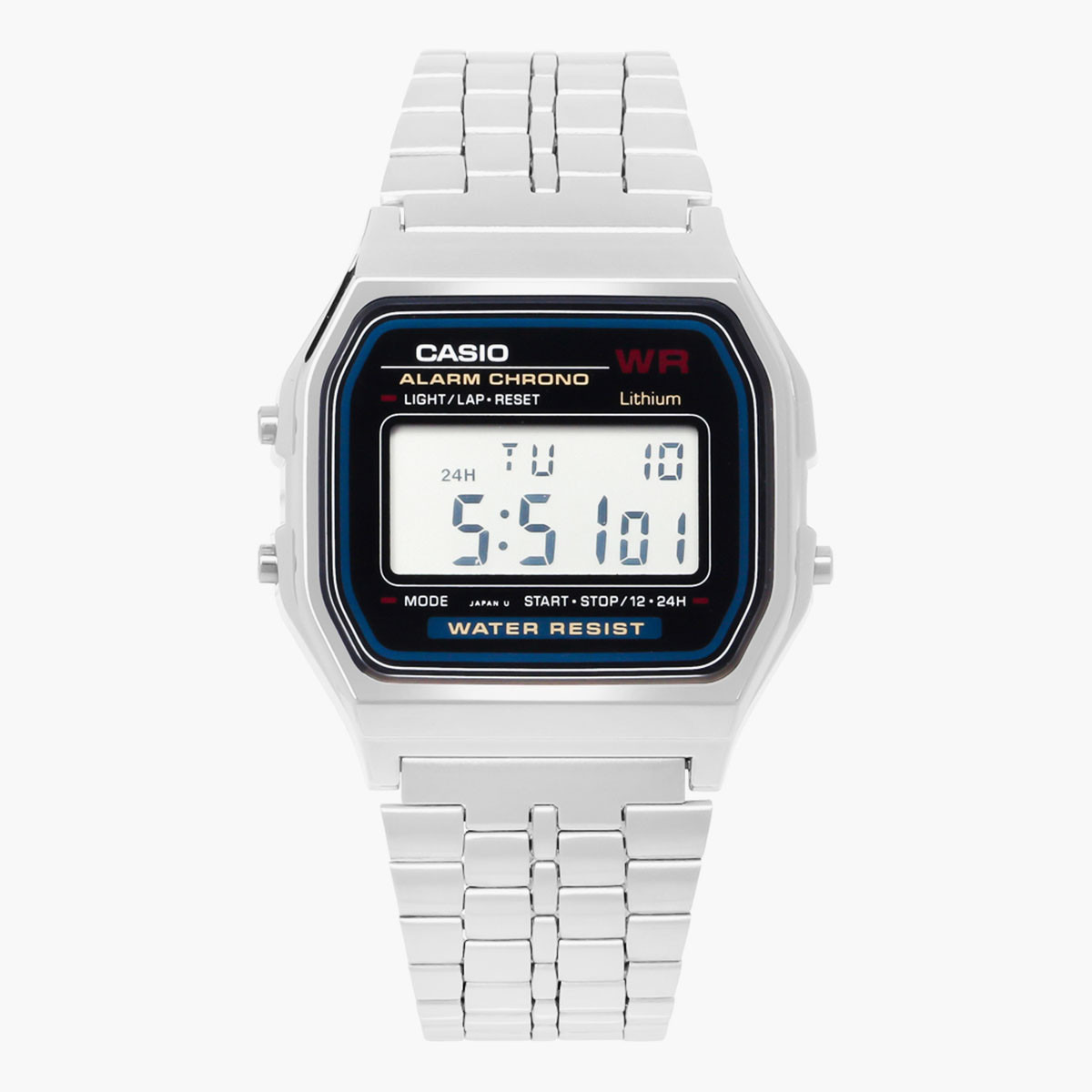 كاسيو ساعة رقمية بسوار فضي من استانليس ستيل للجنسين - A159WA-N1DF-men-watchesandjewellery-watches-image-1
