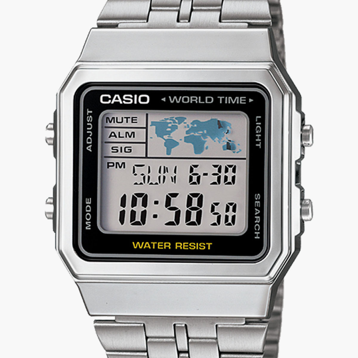 Casio Unisex Stainless Steel Silver Strap Digital Watch - A500WA-1DF-men-watchesandjewellery-watches-image-2