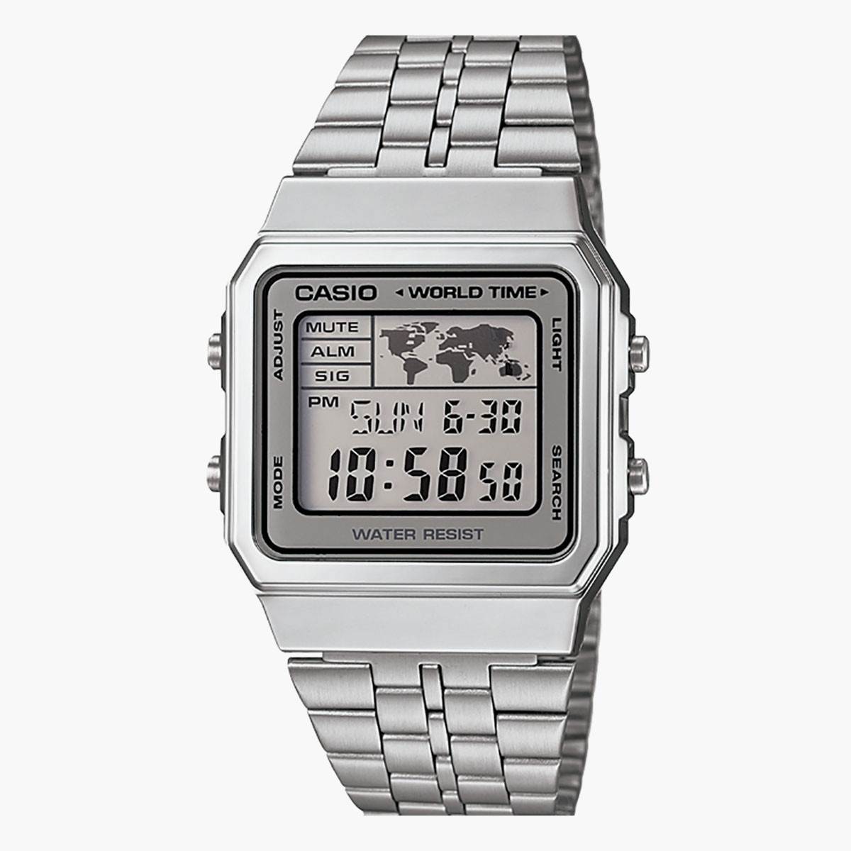 كاسيو ساعة رقمية بسوار فضي من استانليس ستيل للجنسين - A500WA-7DF-men-watchesandjewellery-watches-image-1