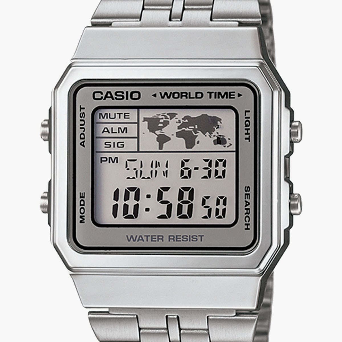 Casio Unisex Stainless Steel Silver Strap Digital Watch - A500WA-7DF-men-watchesandjewellery-watches-image-2