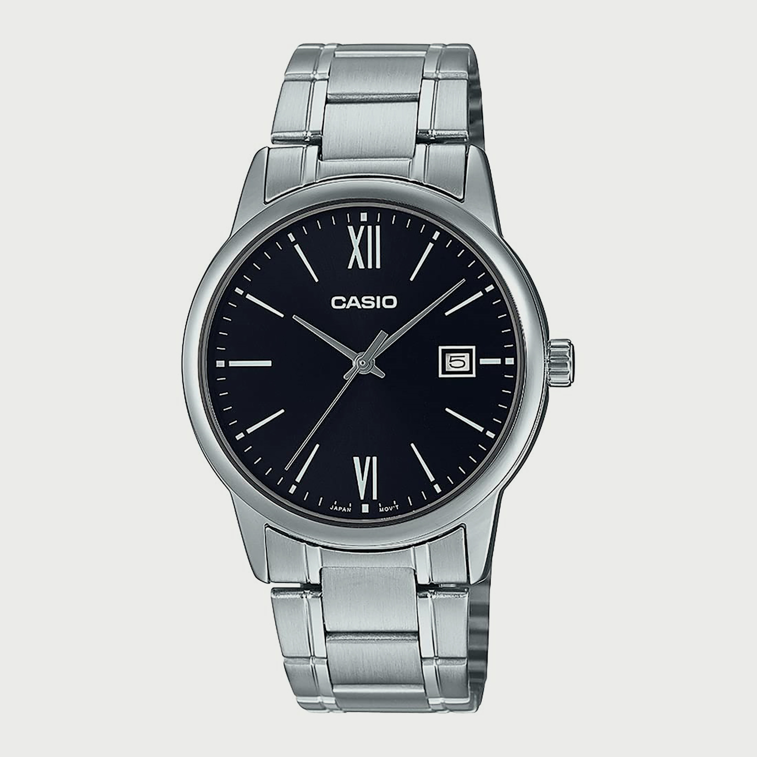 Casio Men's Silver Analog Stainless Steel Strap Watch LTP-V002D-1B3UDF-men-watchesandjewellery-watches-image-1