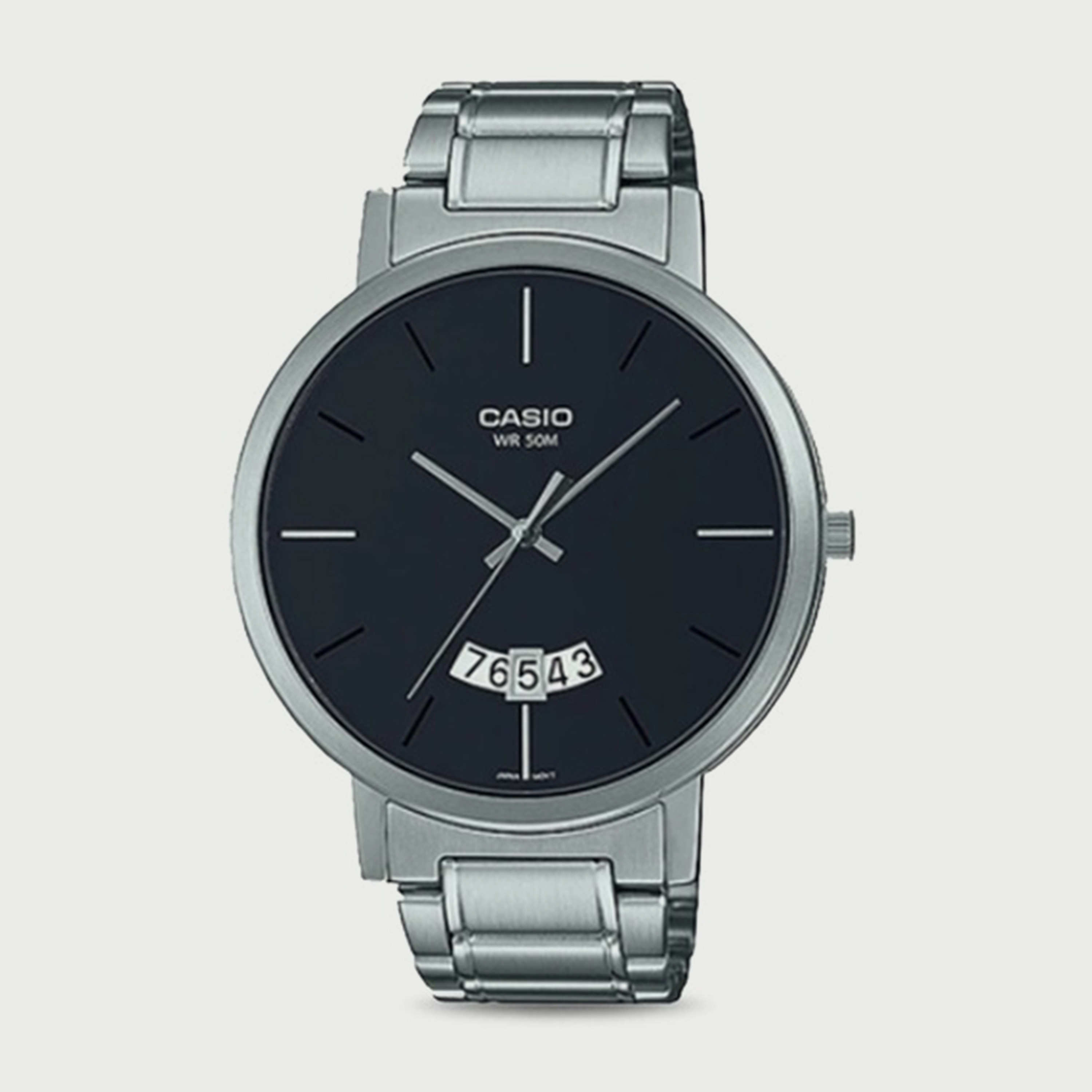 Casio Men's Silver Analog Stainless Steel Strap Watch MTP-B100D-1EVDF-men-watchesandjewellery-watches-image-1