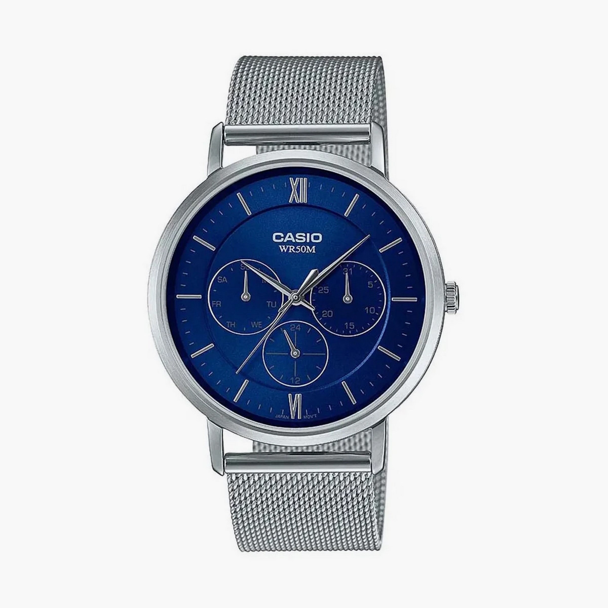 Casio Men Mesh Silver Strap Analog Watch - MTP-B300M-2AVDF-men-watchesandjewellery-watches-image-1