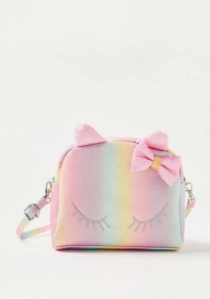 Charmz Ombre Glitter Textured Sling Bag with Applique Detail