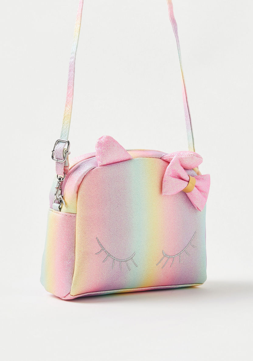 Charmz Ombre Glitter Textured Sling Bag with Applique Detail-Bags and Backpacks-image-1