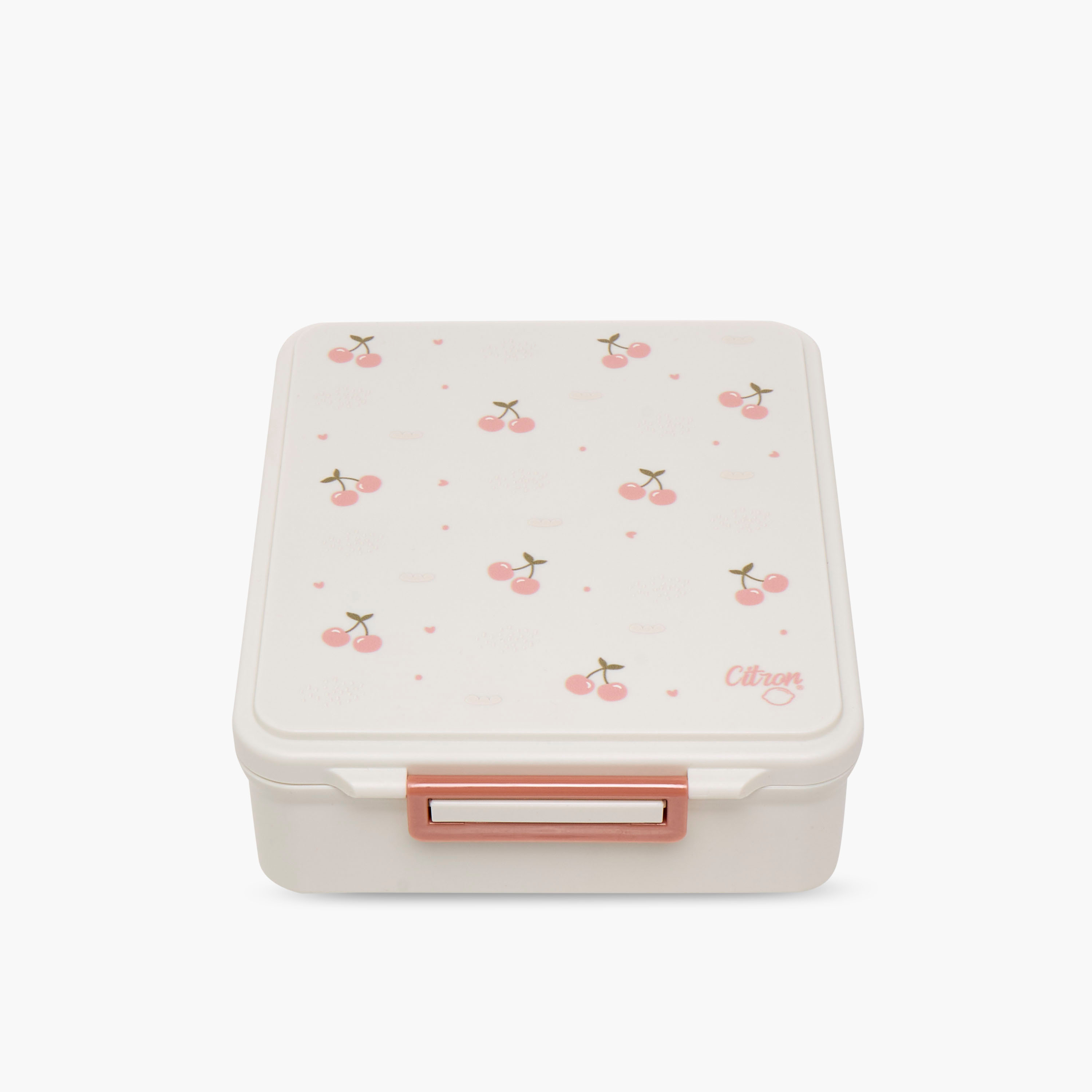 Citron Cherry Print Sectioned Lunch Box with Click Lock Lid and Food Jar-school-lunchessentials-lunchboxes-image-1