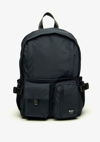 Lee Cooper Solid Backpack with Buckle Straps and Zip Closure-Men%27s Backpacks-image-1