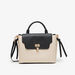 Celeste Monogram Satchel Bag with Snap Button Closure and Detachable Strap-Women%27s Handbags-thumbnail-0