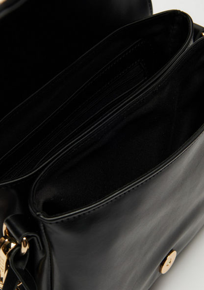 Elle Monogram Studded Satchel Bag with Detachable Strap