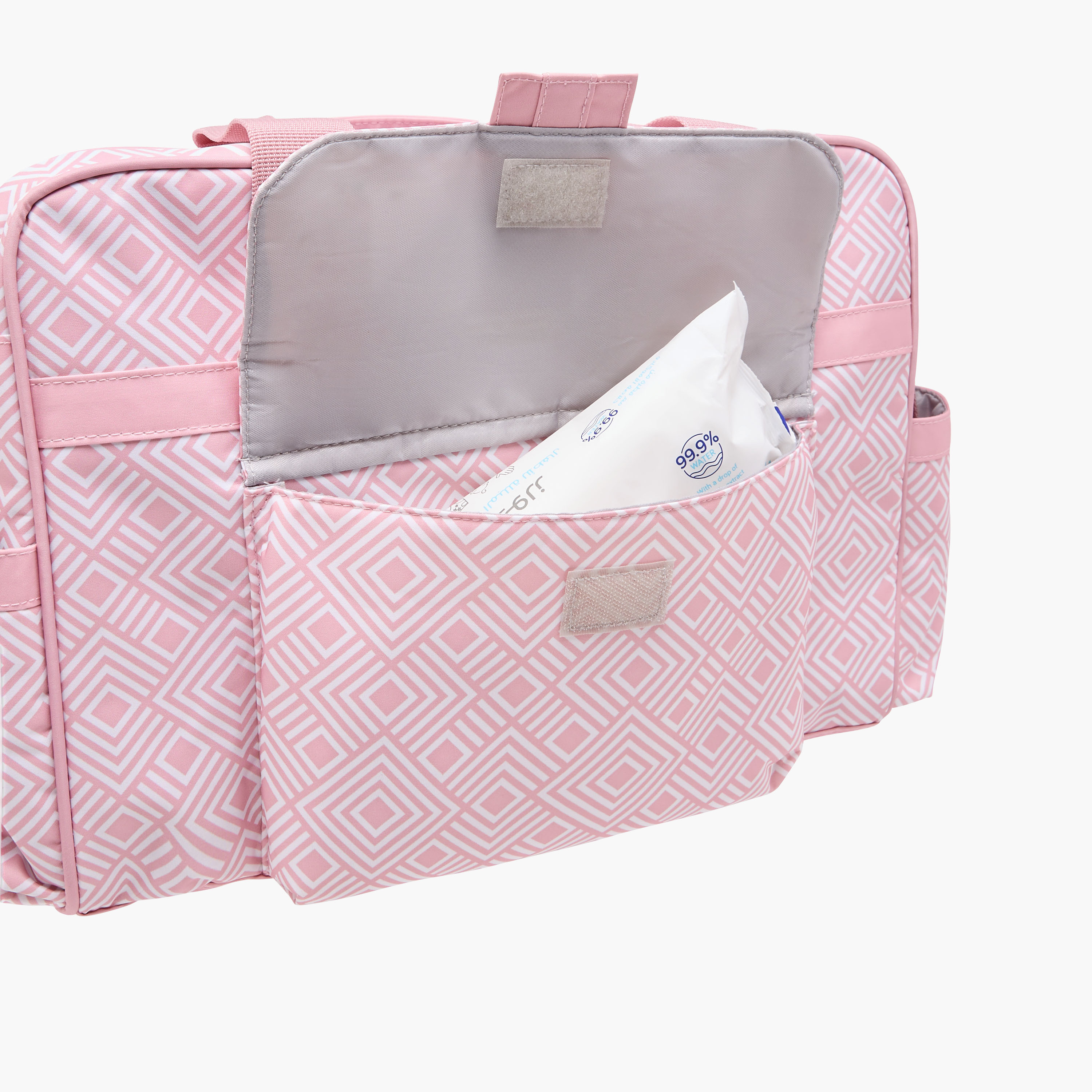 Shop Juniors Printed Diaper Bag with Zip Closure and