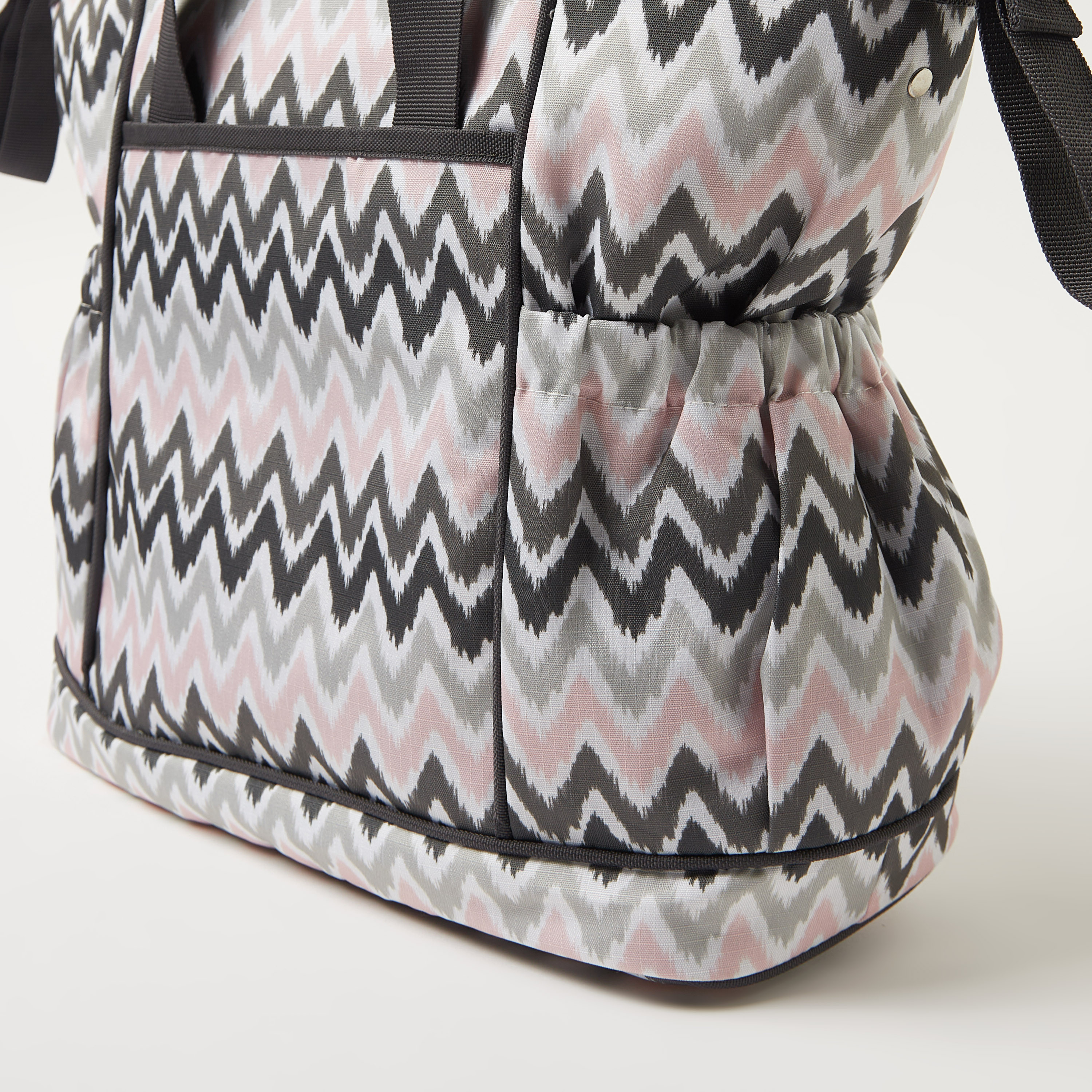 Juniors Chevron Print Diaper Bag with Zip Closure and Buckle Straps-baby-gear-diaperbags-image-5