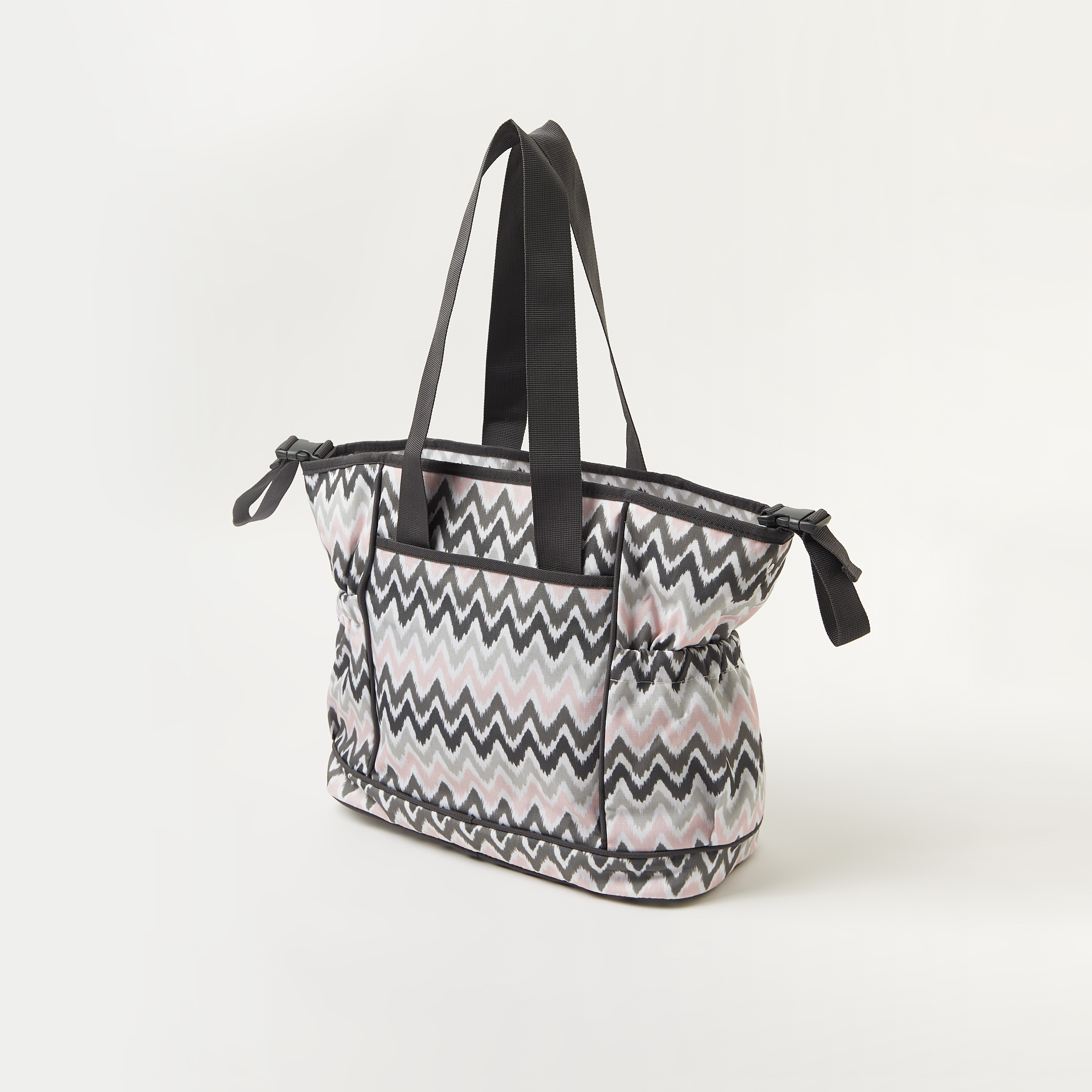 Juniors Chevron Print Diaper Bag with Zip Closure and Buckle Straps-baby-gear-diaperbags-image-6