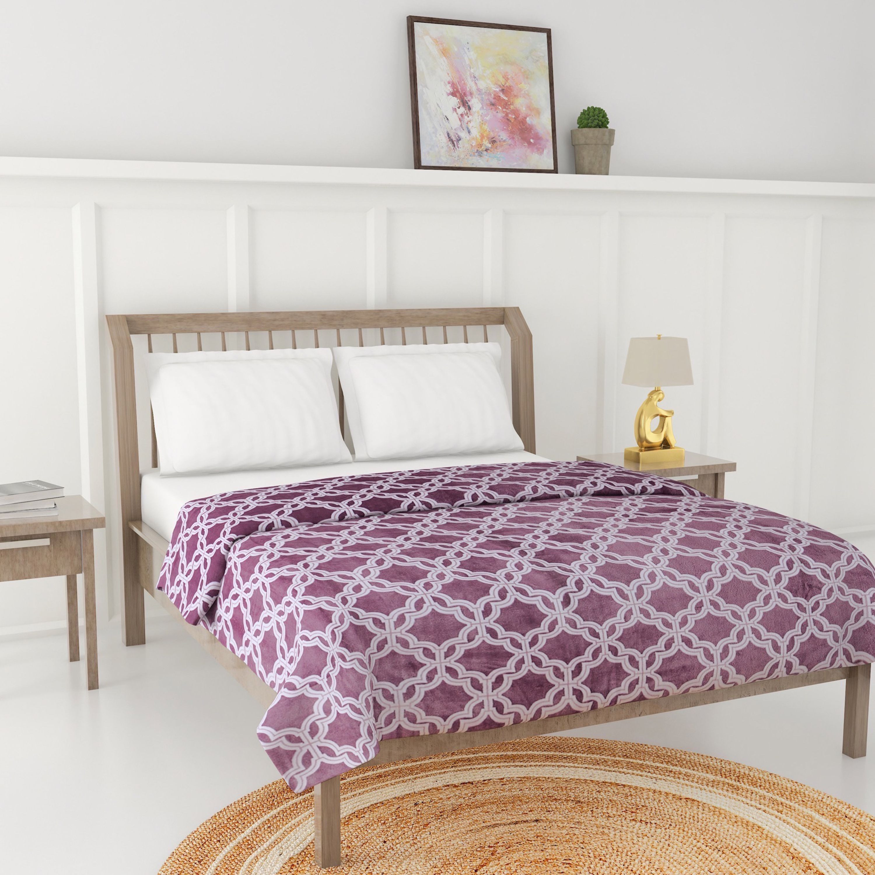 Oasis Printed Flannel Throw - 229x229 cms-household-cushionsandthrows-throwsandblankets-blankets-image-1