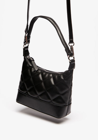 Haadana Quilted Shoulder Bag with Detachable Strap and Zip Closure