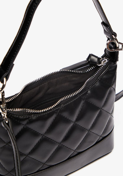 Haadana Quilted Shoulder Bag with Detachable Strap and Zip Closure