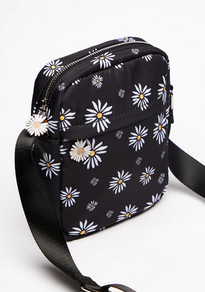 Missy Floral Print Crossbody Bag with Adjustable Strap and Zip Closure