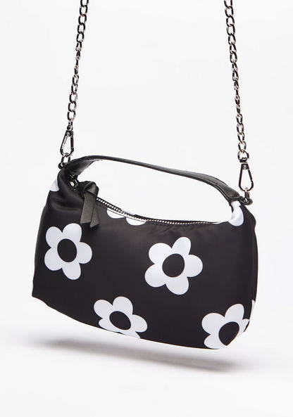 Missy Floral Print Crossbody Bag with Detachable Strap and Zip Closure
