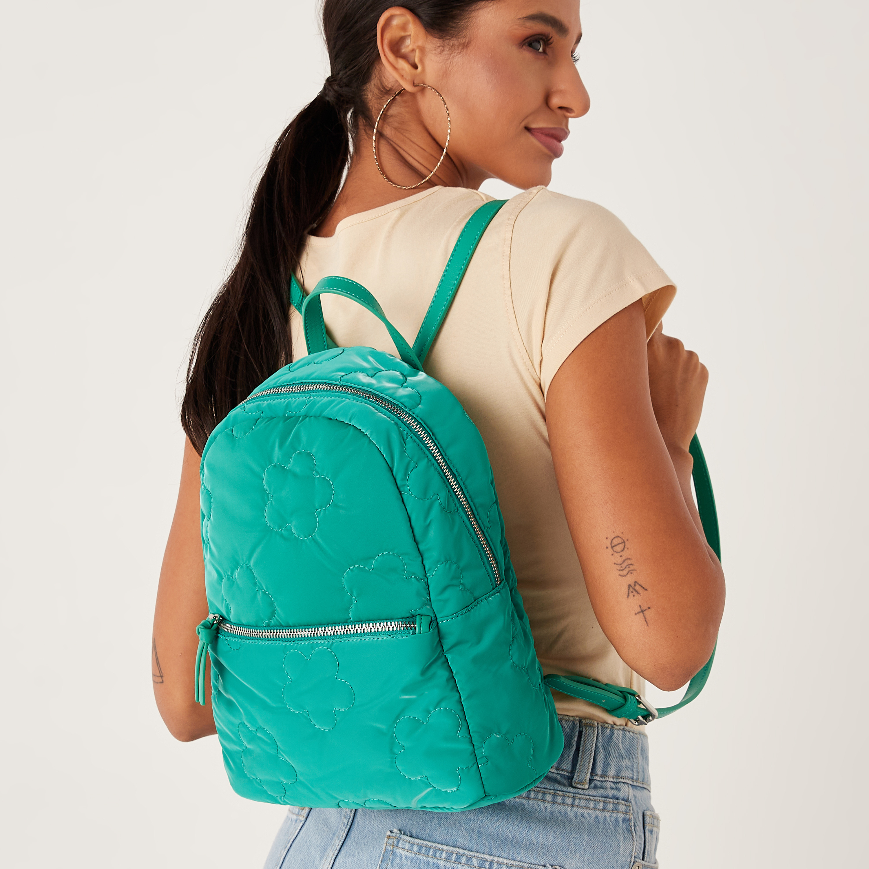 Buy Women s Missy Floral Backpack with Quilted Pattern and Zip Closure Online Centrepoint Oman