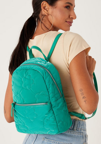 Missy Floral Backpack with Quilted Pattern and Zip Closure-Women%27s Backpacks-image-0